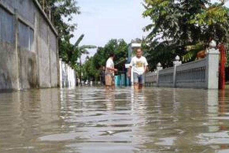 Kondisi banjir di wilayah Sukoharjo, Jumat (20/2/2015). 