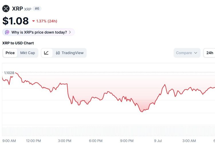 Harga XRP Hari Ini 9 Juli 2026, Merosot Imbas Aksi Ambil Untung