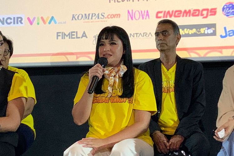 Aktris Marshanda saat ditemui saat press screening film Gendut Siapa Taku?! di CGV Grand Indonesia, Jakarta Pusat, Kamis (15/9/2022).