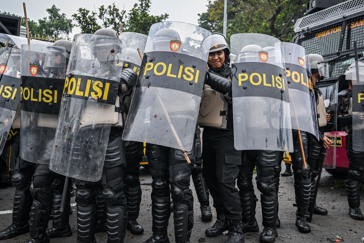 Ilustrasi polisi amankan demo di Jakarta pada 18 September 2025.