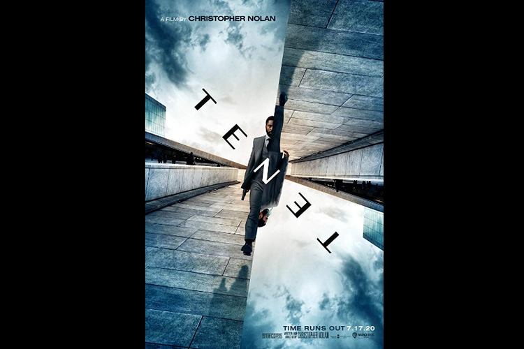 Poster film Tenet karya sutradara Christopher Nolan.