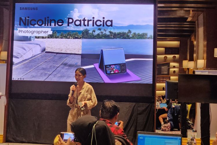 Fotografer dan pebisnis fesyen Nicoline Patricia Malina di acara Flex Ground Trip di Hotel Indigo Seminyak Bali, Senin (10/10/2022)