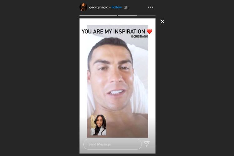 Georgina Rodriguez mengunggah foto Cristiano Ronald beberapa saat setelah kapten timnas Portugal itu dinyatakan positif Covid-19.