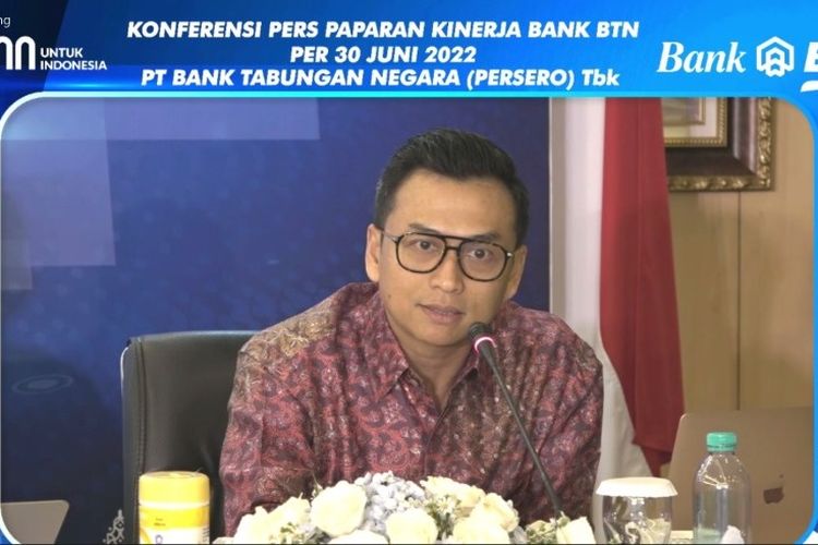Direktur Manajemen Risiko dan Transformasi BTN Setiyo Wibowo saat konferensi pers, Kamis (15/9/2022).