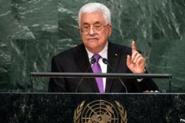 Pemimpin Palestina Mahmoud Abbas memberikan pidato pada Sidang Umum PBB di New York hari Rabu (30/9/2015).