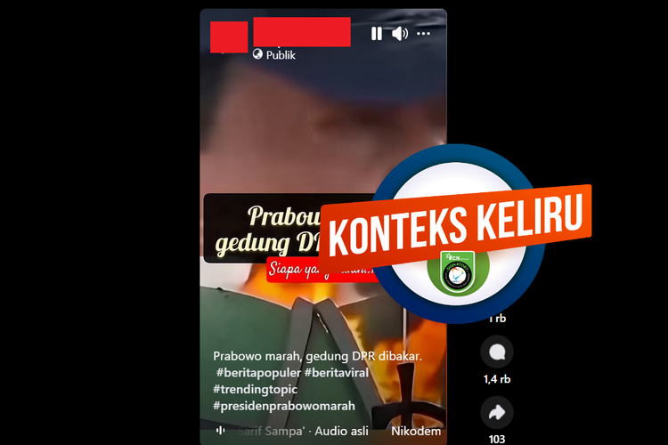 INFOGRAFIK: Tidak Benar Prabowo Marah karena Gedung DPR RI Dibakar Demonstran