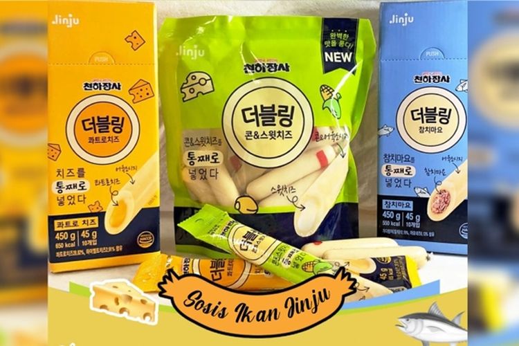 Sosis Ikan Jinju dari Korea Selatan dengan varian isi 4 jenis keju, keju jagung manis, dan tuna mayoinase 