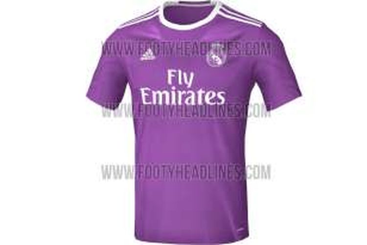 Bocoran kostum tandang yang akan digunakan Real Madrid pada musim 2016-2017. Real Madrid akan kembali ke warna ungu, yang merupakan salah satu warna asli mereka.