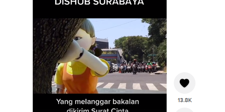 Viral Video Boneka Squid Game Di Lampu Merah Surabaya Benarkah Ada Halaman All Kompas Com