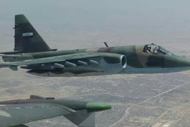 Sebuah jet Sukhoi Su-25 milik Angkatan Udara Irak.