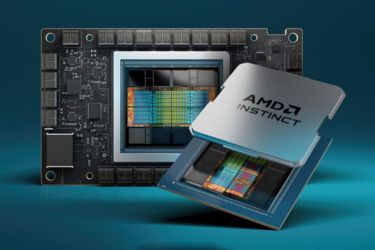 Ilustrasi chip AI AMD Instinct MI300.