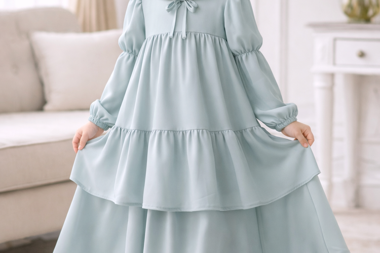 Baju lebaran anak perempuan dress berlayer