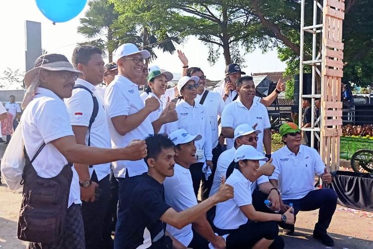 Menteri BUMN Rini Soemarno dalam rangakaian acara peringatan HUT PT Kereta Api Indonesia (KAI) ke-74 di Bandung, Minggu (29/9/2019).