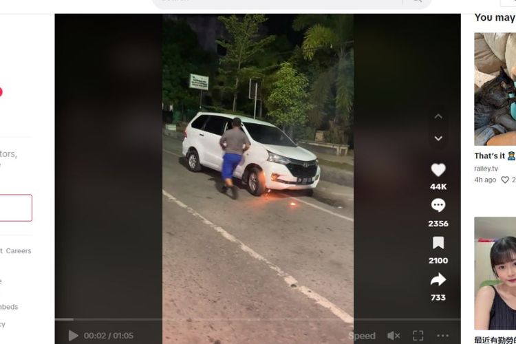 Video viral di media sosial yang memperlihatkan lampu kabut mobil terbakar