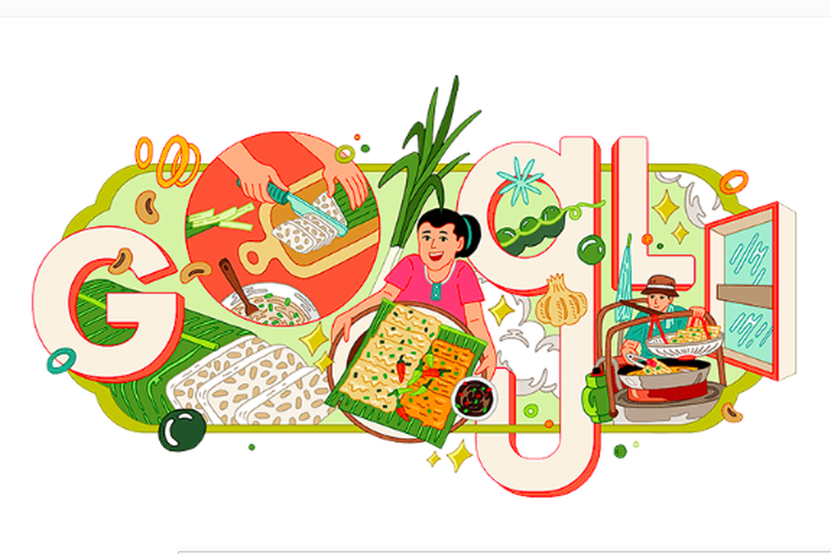 Google doodle hari ini Sabtu (29/10/2022) menampilkan tempeh atau tempe mendoan.