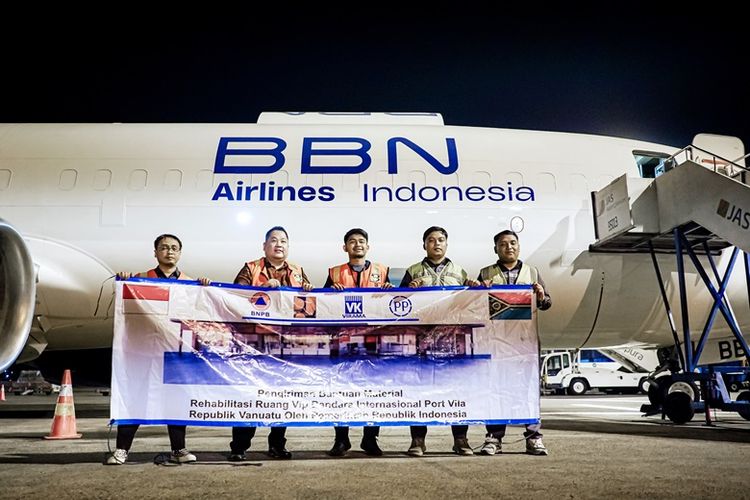 BBN Airlines Indonesia kirimkan bantuan dari Pemerintah Indonesia untuk Vanuatu.