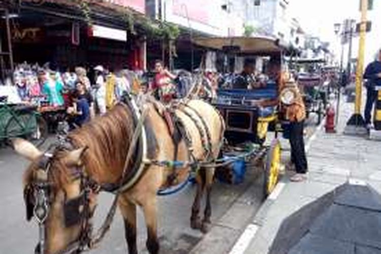 Andong Wisata saat berada di kawasan Malioboro menunggu pengunjung yang ingin berkeliling