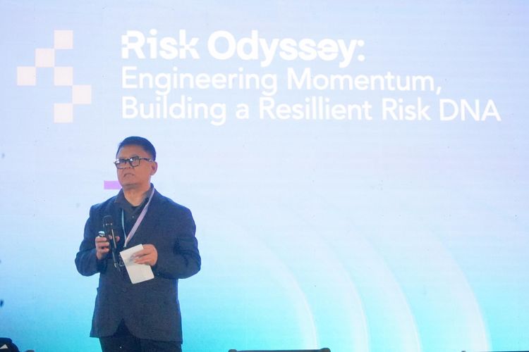 Direktur Sumber Daya Manusia (SDM) dan Umum Jasa Raharja, Rubi Handojo, dalam ERMA International Conference on Enterprise Risk Management (ERM) yang digelar pada 4?5 Desember 2025 di Bali.