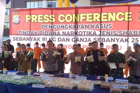 Polisi Tangkap 12 Pengedar Narkoba di Riau Jelang Pergantian Tahun, 91 Kg Sabu dan 25 Kg Ganja Disita