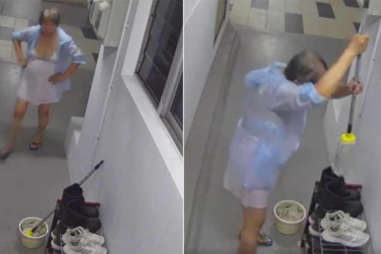 Perempuan di Singapura tertangkap kamera CCTV menyiramkan air kencing ke sepatu tetangganya dan didenda 800 dollar Singapura atau sekitar Rp 9 juta