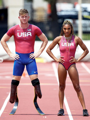 Pasangan atlet Hunter Woodhall dan Tara Davis yang berlaga di Olimpiade Tokyo