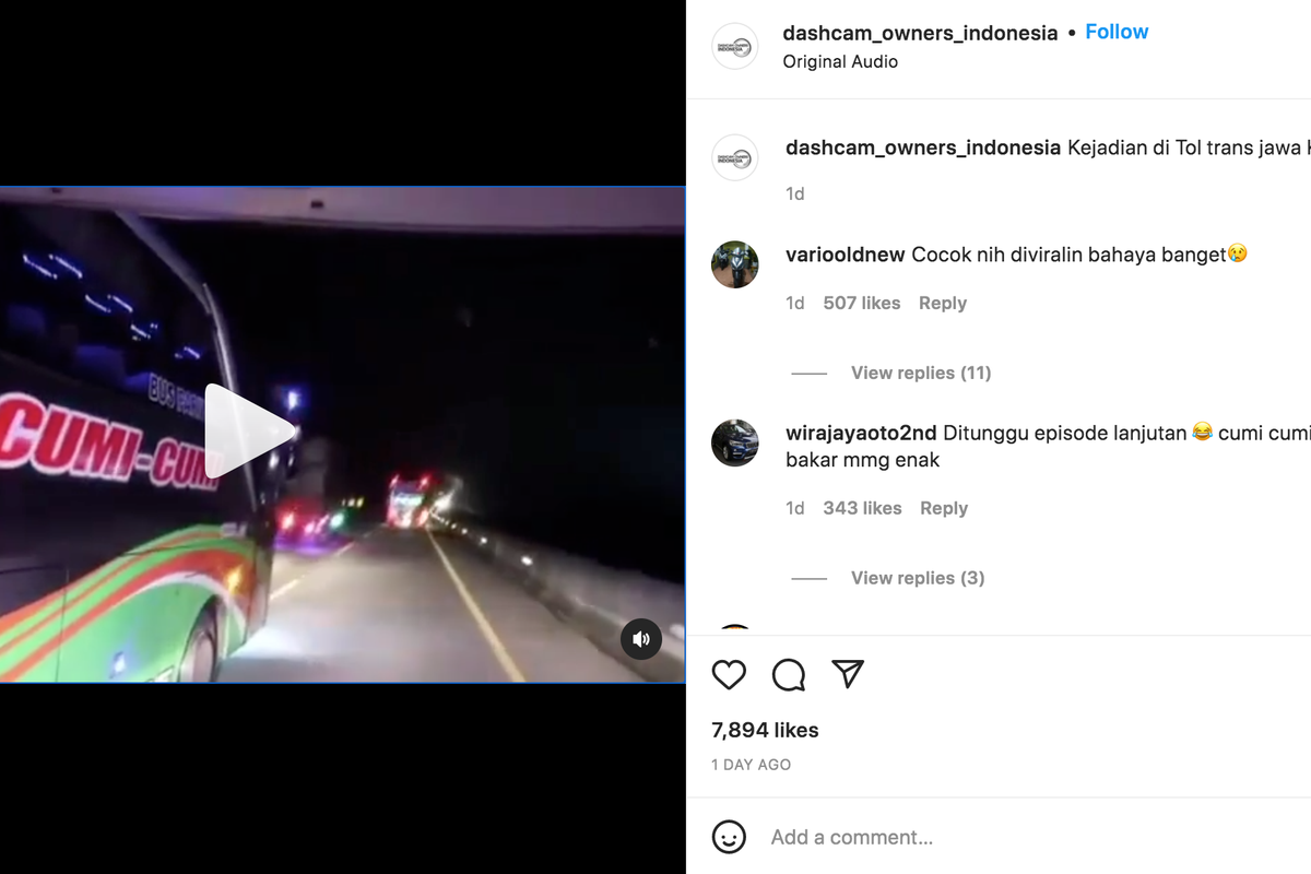 video bus ugal-ugalan di jalan tol