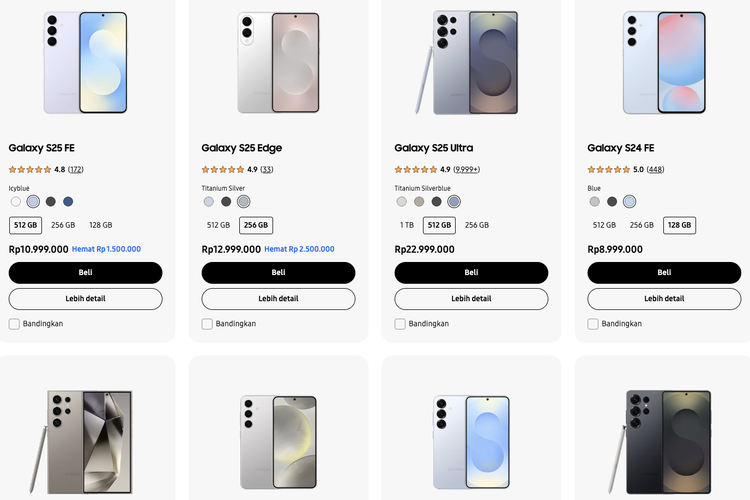 Update harga HP Samsung per 21 Desember 2025.