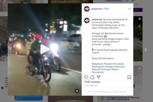 Satlantas Solo Akan Tindak Tegas Aksi Kebut-kebutan di Jalan Raya