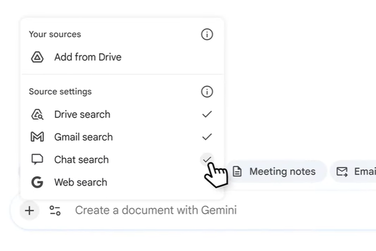 Fitur Gemini di Google Docs.