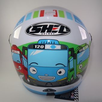 Helm Anak SNI SHEL Motif Tayo, salah satu rekomendasi helm untuk anak-anak.