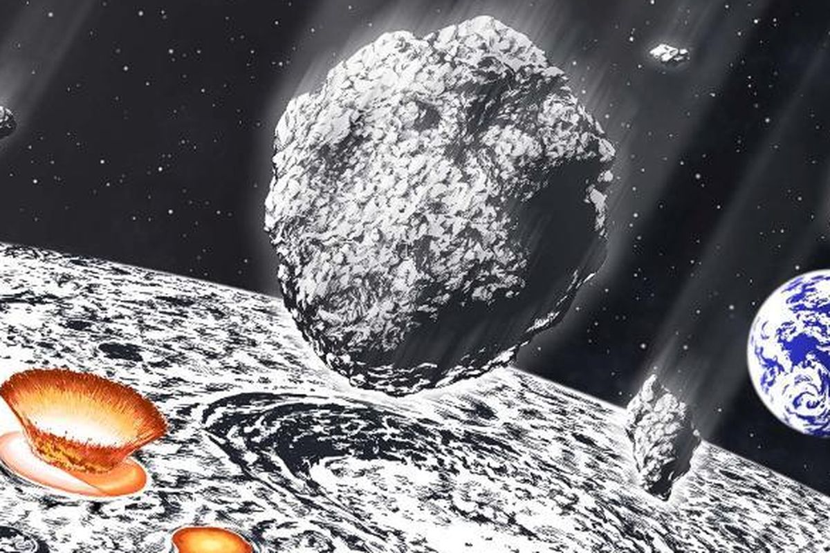ilustrasi hujan asteroid