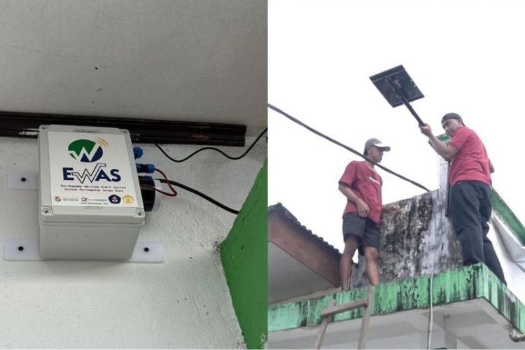 Pemasangan alat pendeteksi gempa bumi earthquake warning alert system (EWAS). 