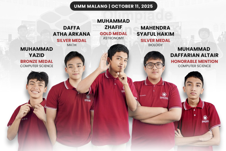 Lima dari sepuluh siswa SMA Kharisma Bangsayang lolos finalis OSN 2025 berhasil meraih medali dari berbagai bidang.