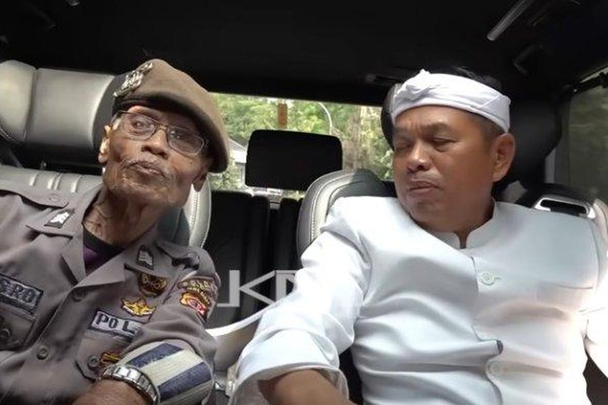Gubernur Jawa Barat Dedi Mulyadi dikejutkan oleh sosok seorang kakek yang mengenakan seragam polisi lengkap di pinggir jalan.