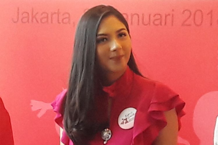 Jessica Mila ditemui dalam peluncuran produk perawatan wajah di Hotel Veranda, Jakarta Selatan, Selasa (30/1/2018).