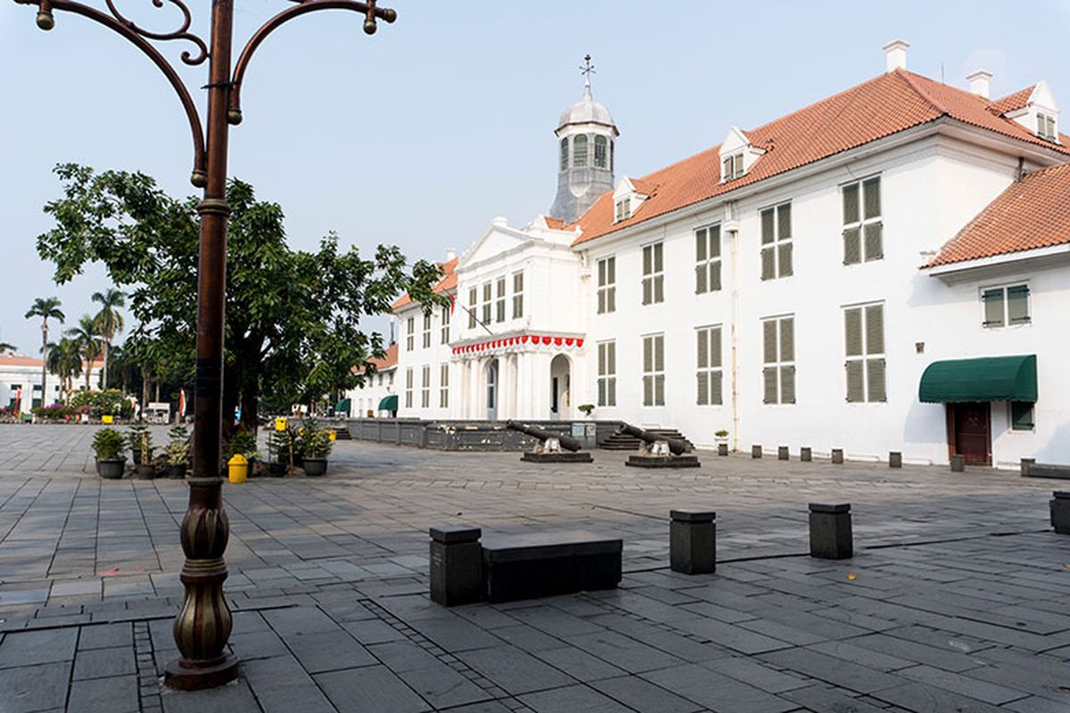 Ilustrasi spot foto di kawasan Kota Tua Jakarta. 