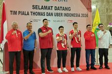 Tim Thomas dan Uber Cup Indonesia Tiba di Tanah Air, Disambut Kalungan Bunga