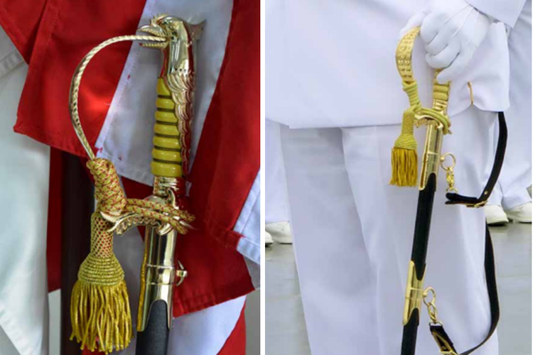 Kolase foto pedang kehormatan TNI AL.