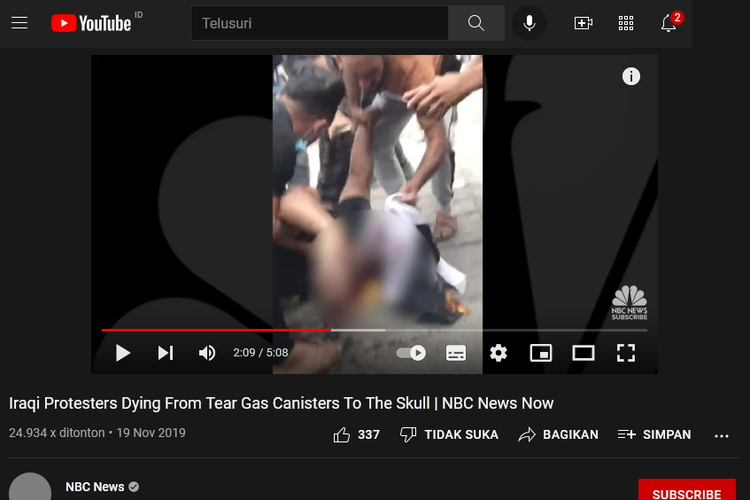 Pemberitaan NBC News, 19 November 2019, penyebab asap yang keluar dari kepala pria tersebut adalah tembakan kapsul peluru gas air mata.