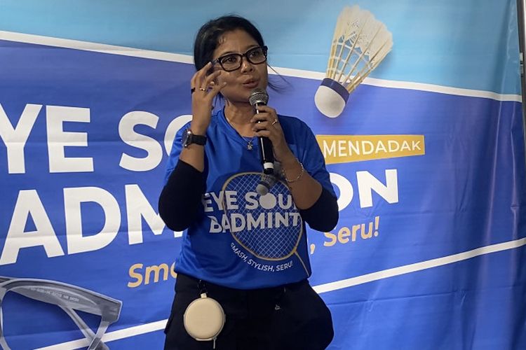 Bertha Hapsari, VP Marketing Communication EYE SOUL, pada acara EYE SOUL Mendadak Badminton di Living World Alam Sutera, Tangeran Selatan, Selasa (27/5/2025).
