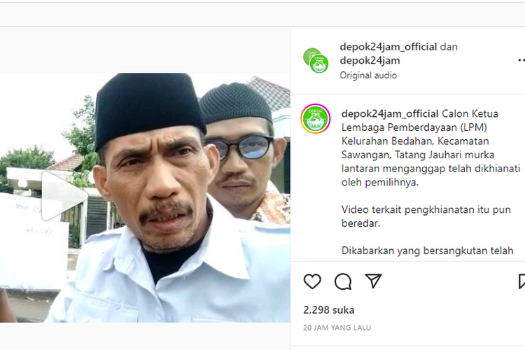 Tatang Jauhari meminta sejumlah Ketua RW mengembalikan amplop berisi uang yang dia berikan agar memilihnya menjadi Ketua LPM Kelurahan Bedahan, Depok.