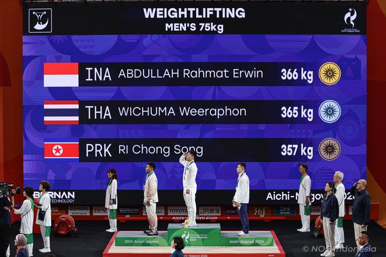 Klasemen Medali Asian Games 2026 Usai Rahmat Erwin Raih Emas Angkat Besi