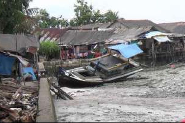 Pemukiman warga di Teluk Ampui Pangkalarang, Pangkalpinang.