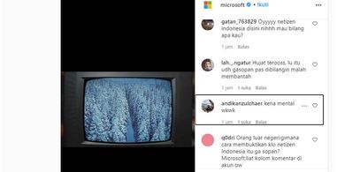 Tangkapan layar IG TV Microsoft kebanjiran komentar warganet