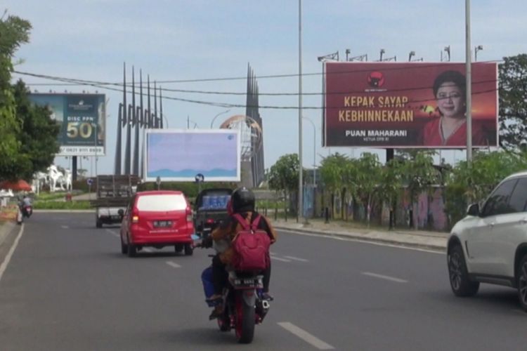 Baliho Puan Maharani tersebar di 24 kabupaten dan kota di Sulawesi Selatan (Sulsel).