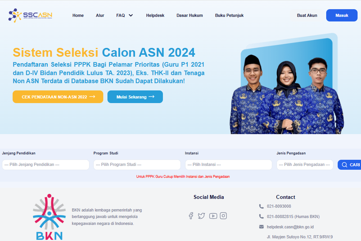 Laman resmi SSCASN. Tenaga honorer yang gagal di seleksi CPNS 2024 bisa mendaftar PPPK 2024 tahap 2.