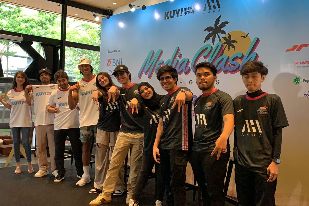 KUY Media Group dan AHHA Entertainment dalam konferensi pers Media Clash yang digelar di Senopati, Jakarta Selatan, Selasa (14/2/2023).