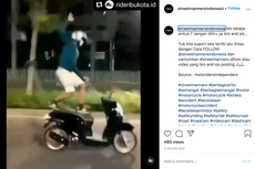 Viral, Video Pemuda Akrobat di Atas Motor Berujung Cium Aspal