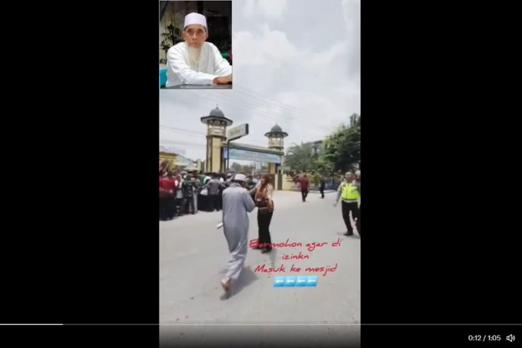 Tangkapan layar video diduga Paspampres hadang kakek hingga pingsan dan meninggal dunia saat kunjungan Jokowi di Rantauprapat, Kabupaten Labuhanbatu, Sumatera Utara