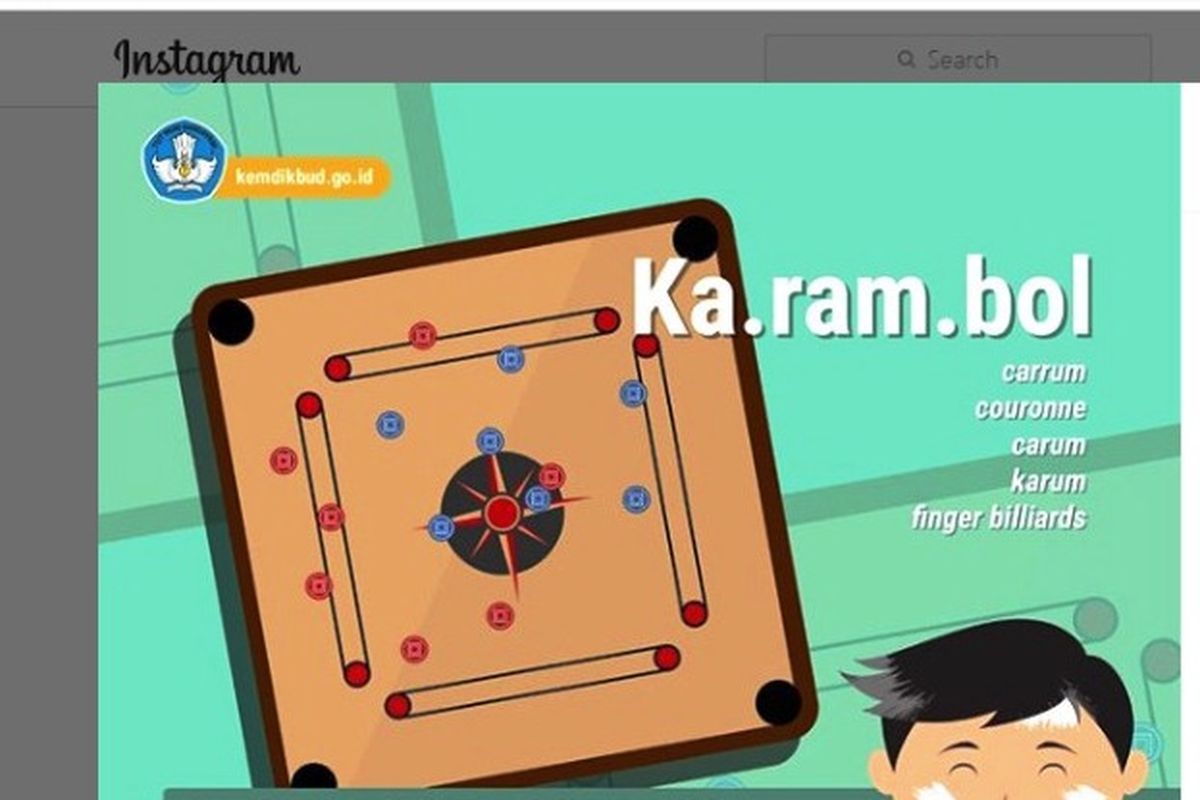 Tangkapan layar Instagram Kemdikbud, mengenal karambol.